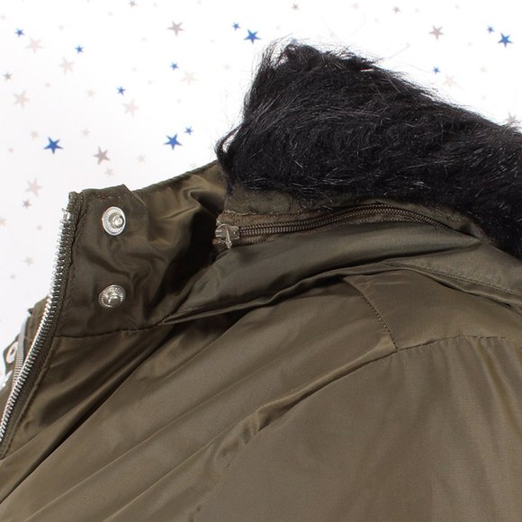 Olive Fur lined Hood Anorak Parka Padded Jacket - Picture 6 of 13